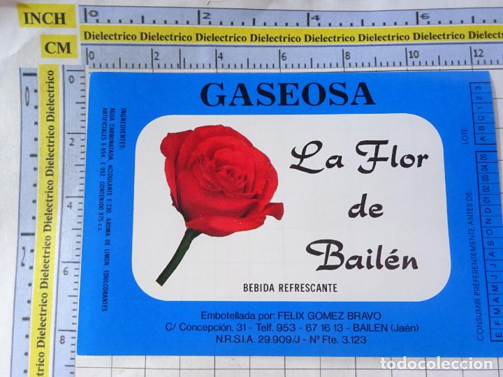 Etichette antiche: ETIQUETA DE BEBIDAS. GASEOSA LA FLOR DE BAIL&Eacute;N. JAEN