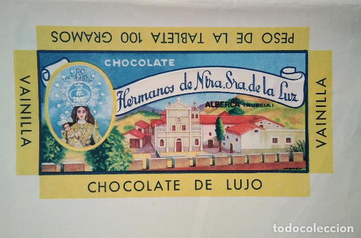 Etiquetas antiguas: Envoltorio Chocolate Hermanos de Ntra. Sra. de la Luz. La Alberca, Murcia