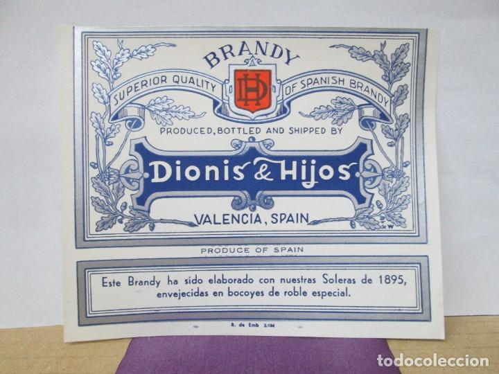 Etiquetas antiguas: ANTIGUA ETIQUETA, BRANDY DIONIS E HIJOS