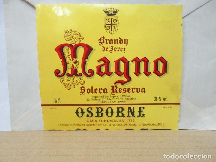 Etiquetas antiguas: ANTIGUA ETIQUETA, BRANDY MAGNO DE OSBORNE