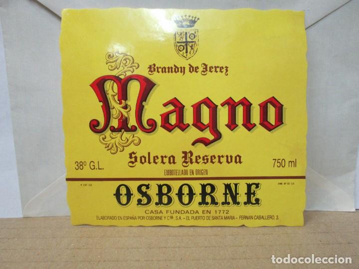 Etiquetas antiguas: ANTIGUA ETIQUETA, BRANDY MAGNO DE OSBORNE