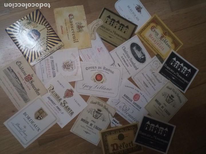 Etiquetas antigas: Lote colecci&oacute;n antiguas etiquetas vinos licores Franceses