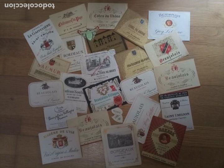 Etiquetas antigas: Lote colecci&oacute;n antiguas etiquetas vinos licores Franceses