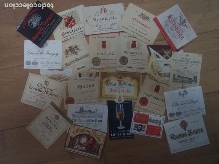 Etiquetas antigas: Lote colecci&oacute;n antiguas etiquetas vinos licores Franceses