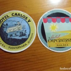 Etiquetas antiguas: ANTIGUAS ETIQUETAS ADHESIVAS HOTELES DE FUENTERRABIA Y MALAGA,AÑOS 60.