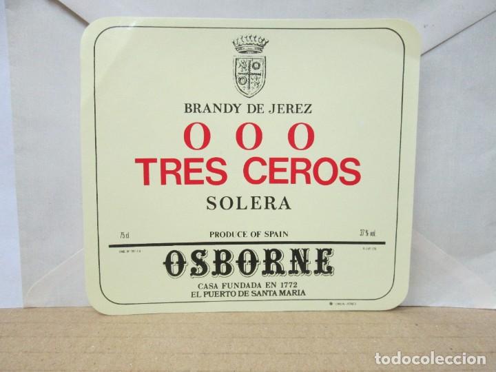 Etiquetas antiguas: ANTIGUA ETIQUETA, BRANDY 000 TRES CEROS SOLERA