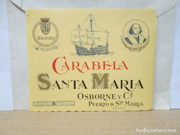 Etiquetas antiguas: ANTIGUA ETIQUETA, BRANDY CARABELA SANTA MARIA DE OSBORNE