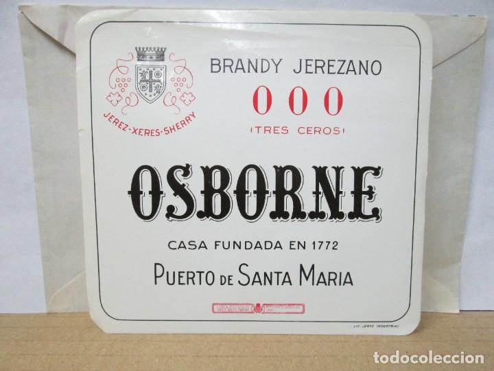 Etiquetas antiguas: ANTIGUA ETIQUETA, BRANDY JEREZANO 000 TRES CEROS OSBORNE