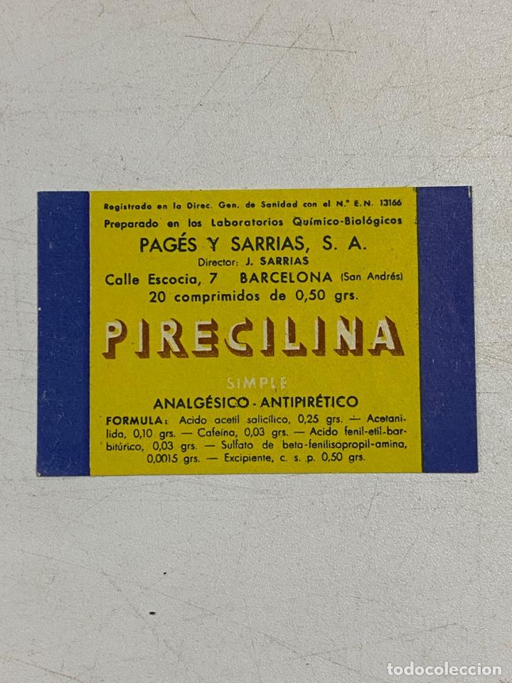 Alte Etiketten: ETIQUETA. PIRECILINA. ANALG&Eacute;SICO - ANTIPIR&Eacute;TICO. VER FOTOS
