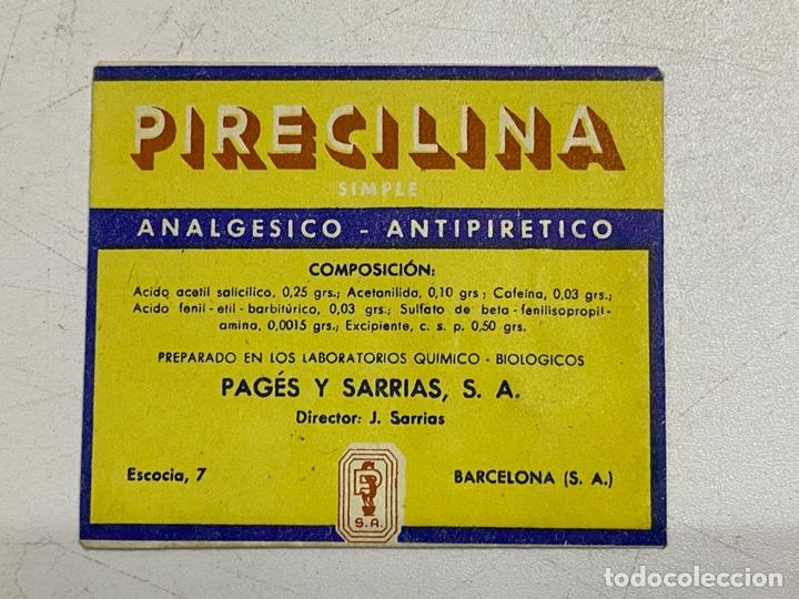 Alte Etiketten: SOBRE DE PIRECILINA. ANALG&Eacute;SICO - ANTIPIR&Eacute;TICO. VACIO. VER FOTOS