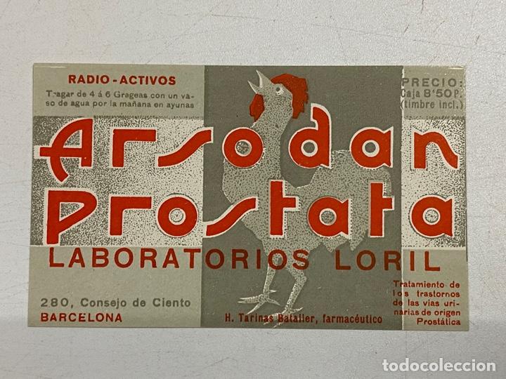 Alte Etiketten: ETIQUETA. ARSODAN PROSTATA. LABORATORIOS LORIL. VER FOTOS