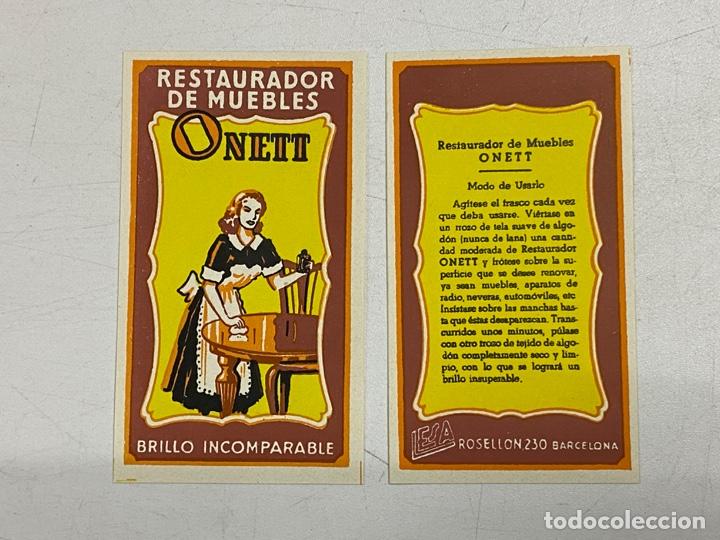 Alte Etiketten: ETIQUETA. ONETT. RESTAURADOR DE MUEBLES. VER FOTOS