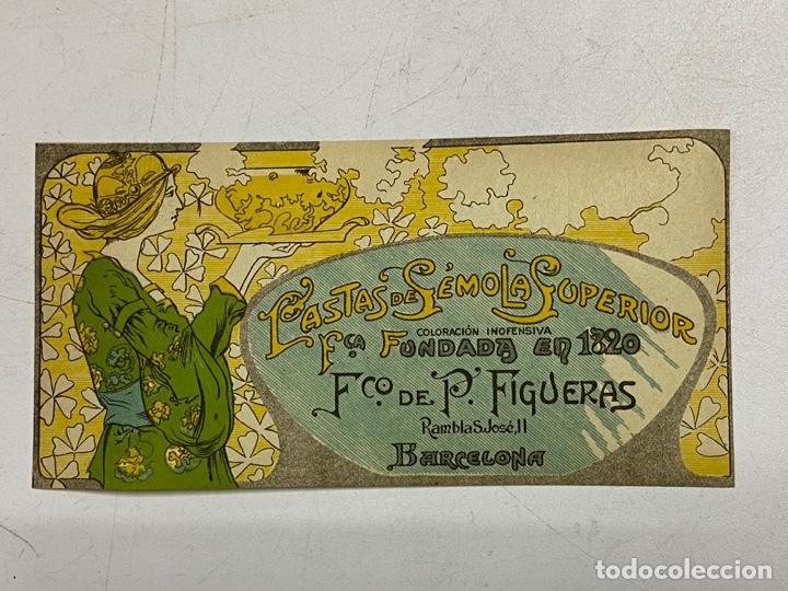 Alte Etiketten: ETIQUETA. LPASTAS DE SEMOLA LA SUPERIOR. FCO. DE P. FIGUERAS. BARCELONA. VER FOTOS