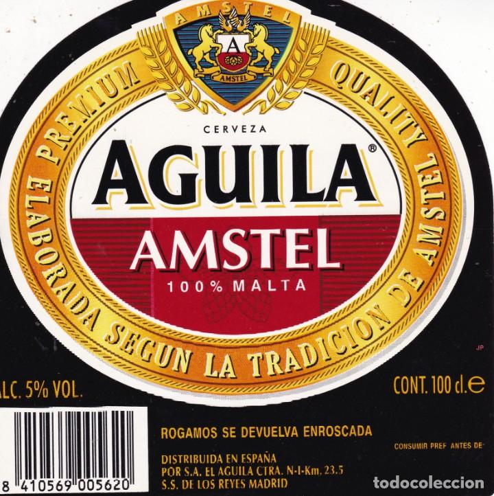 Etiquetas antiguas: Etiqueta cerveza Aguila Amstel