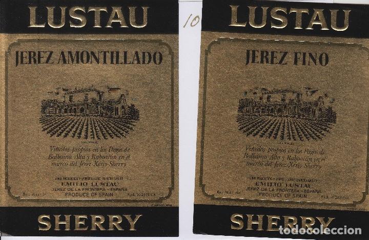 Etiquetas antiguas: EMILIO LUSTAU. JEREZ. AMONTILLADO Y FINO SHERRY , VI&Ntilde;EDOS BALBAINA . ETIQUETA DE VINO