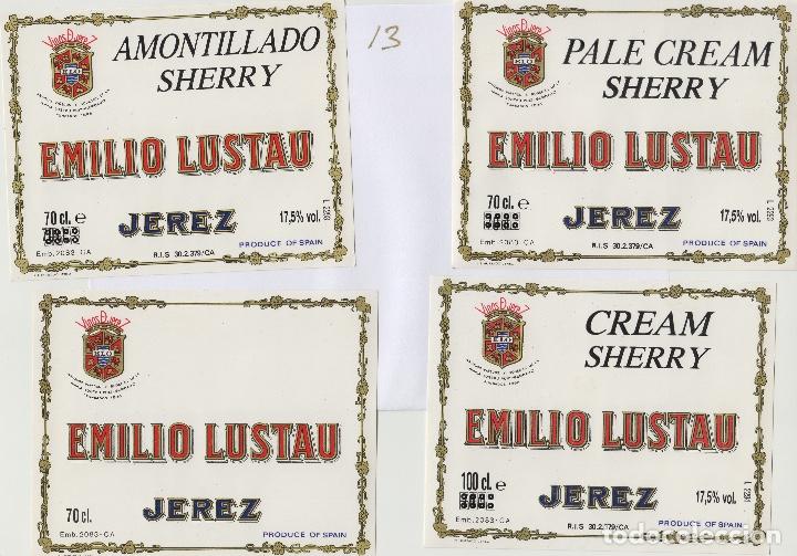 Etiquetas antiguas: EMILIO LUSTAU. JEREZ. AMONTILLADO , CREAM PALE CREAM SHERRY . ETIQUETA DE VINO (4)