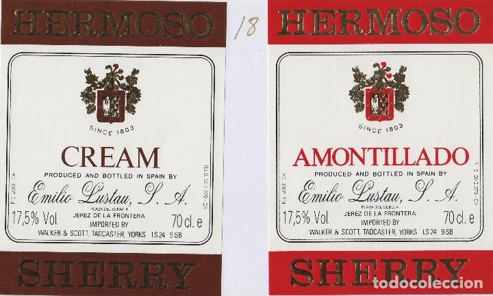 Etiquetas antiguas: EMILIO LUSTAU. JEREZ. SHERRY HERMOSO CREAM AMONTILLADO . ETIQUETA DE VINO