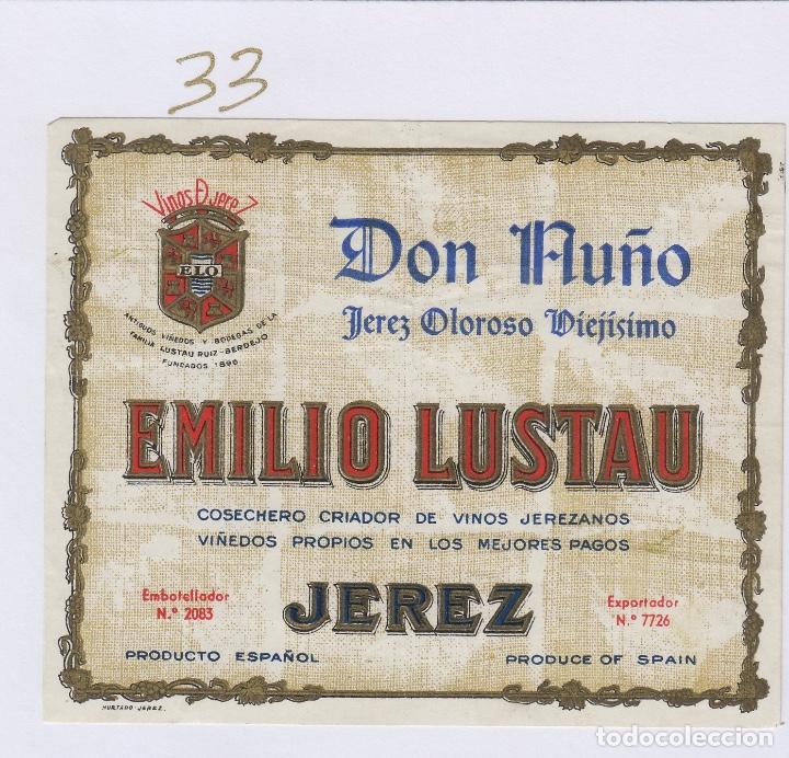 Etichette antiche: EMILIO LUSTAU. JEREZ. SHERRY DON AU&Ntilde;O OLOROSO . ETIQUETA DE VINO