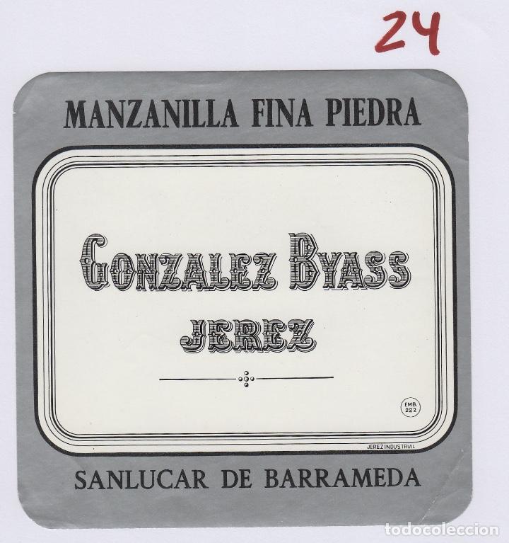 Etichette antiche: GONZALEZ BYASS . SANL&Uacute;CAR MANZANILLA FINA PIEDRA . ETIQUETA VINO ORIGINAL