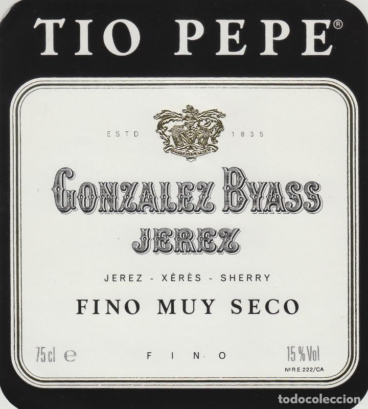 Alte Etiketten: GONZALEZ BYASS . JEREZ SHERRY TIO PEPE ESCUDO FINO MUY SECO . ETIQUETA VINO ORIGINAL ref 31