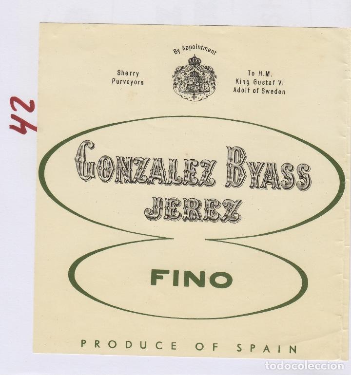 Alte Etiketten: GONZALEZ BYASS . JEREZ SHERRY FINO ESCUDO . ETIQUETA VINO ORIGINAL