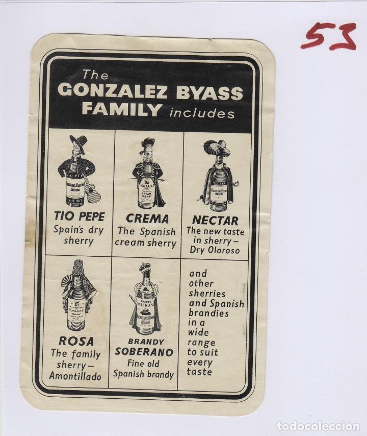 Etichette antiche: GONZALEZ BYASS . JEREZ peque&ntilde;a tarjeta PUBLICIDAD TIO PEPE ROSA NECTAR . ETIQUETA VINO ORIGINAL