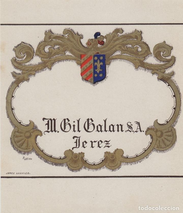 Etichette antiche: M. GIL GALAN . JEREZ SHERRY . ETIQUETA VINO ORIGINAL ref 18