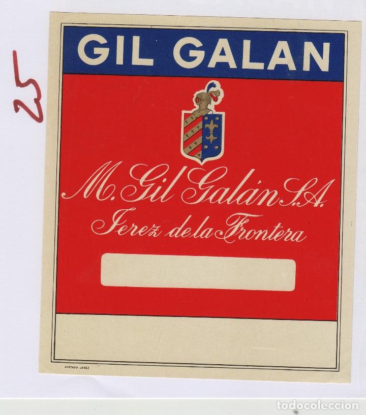 Etichette antiche: M. GIL GALAN . JEREZ SHERRY DULCE PEDRO XIMENEZ A&Ntilde;EJO . ETIQUETA VINO ORIGINAL ref 25