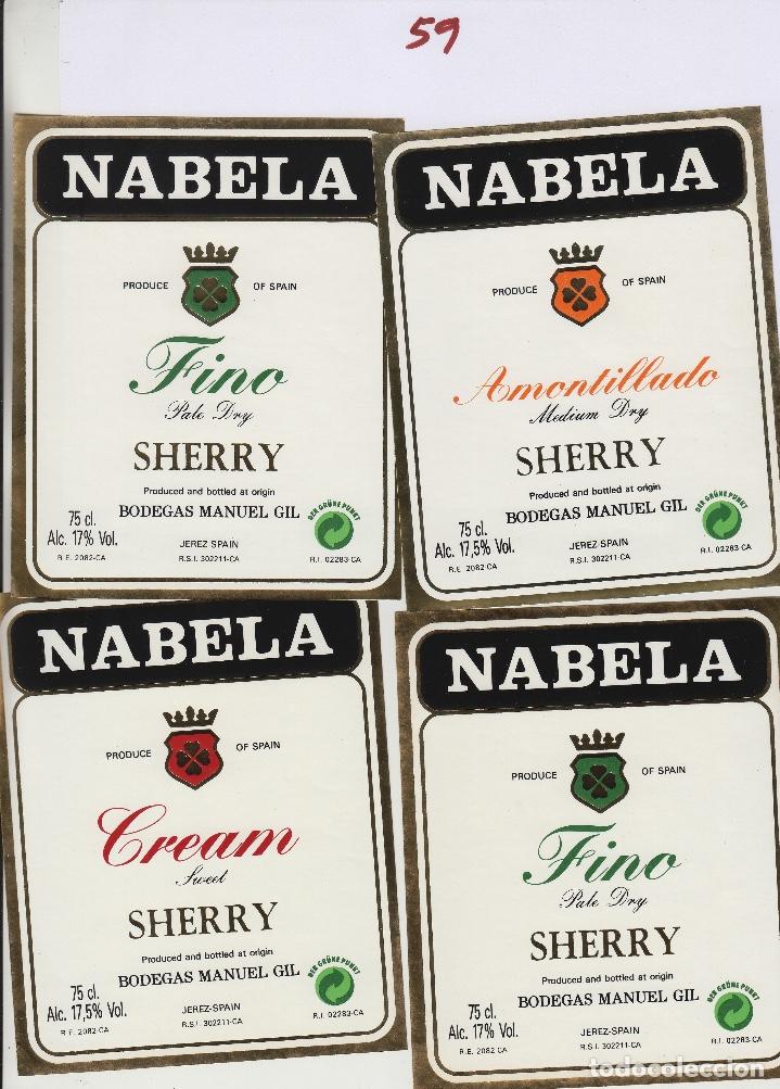 Etiquetas antiguas: M. GIL GALAN . JEREZ SHERRY NABELA FINO AMONTILLADO CREAM FINO . ETIQUETA VINO ORIGINAL ref