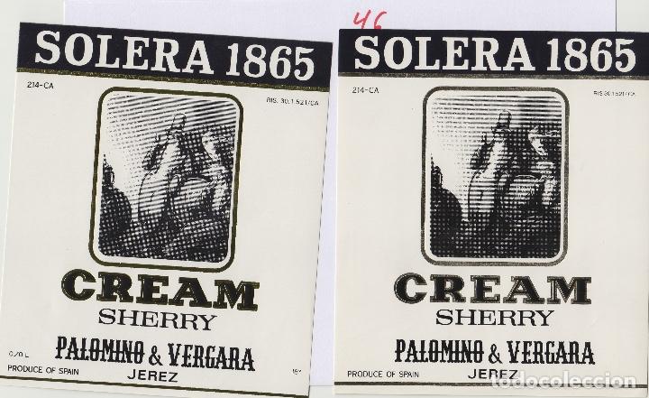 Etichette antiche: PALOMINO & VERGARA . JEREZ SHERRY SOLERA 1865 CREAM diferentes .ETIQUETA DE VINO ORIGINAL ref