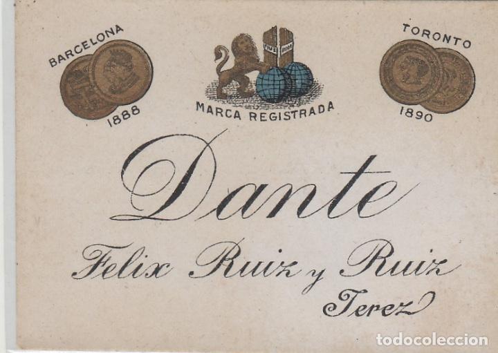Etiquetas antigas: FELIX RUIZ Y RUIZ . JEREZ SHERRY DANTE etiqueta peque&ntilde;a ETIQUETA VINO ORIGINAL ref 13A