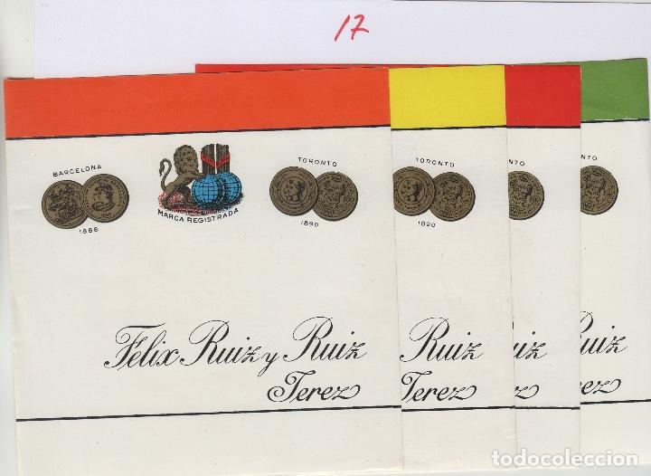 &Eacute;tiquettes anciennes: FELIX RUIZ Y RUIZ . JEREZ SHERRY LOTE DE 4 . ETIQUETA VINO ORIGINAL ref