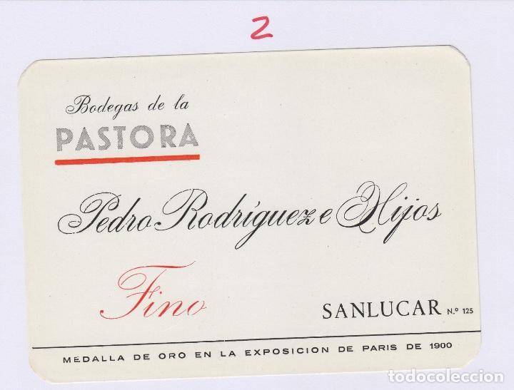 &Eacute;tiquettes anciennes: PEDRO RODR&Iacute;GUEZ . SANL&Uacute;CAR SHERRY . BODEGAS DE LA PASTORA , FINO . ETIQUETA VINO ORIGINAL