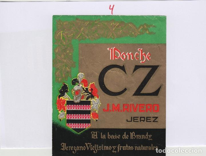 &Eacute;tiquettes anciennes: J.M.RIVERO CZ . JEREZ PONCHE CZ . ETIQUETA VINO ORIGINAL ref