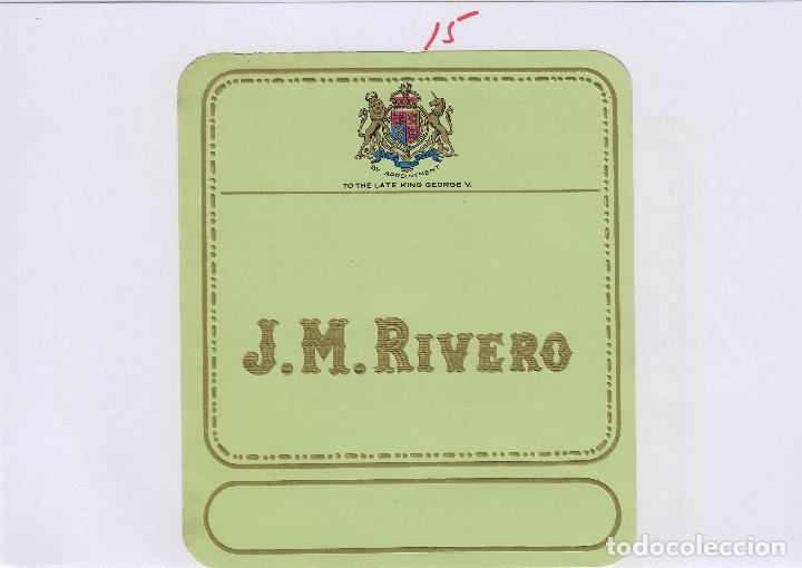 Old Labels: J.M.RIVERO CZ . JEREZ SHERRY - MUDA SIN LETRA - - 11,5x13 cm . ETIQUETA VINO ORIGINAL ref