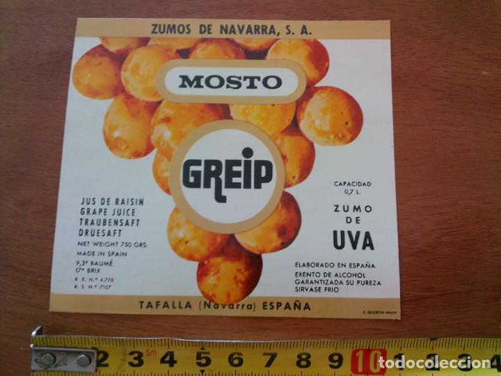 Etiquetas antiguas: Antigua etiqueta mosto greip Tafalla Navarra