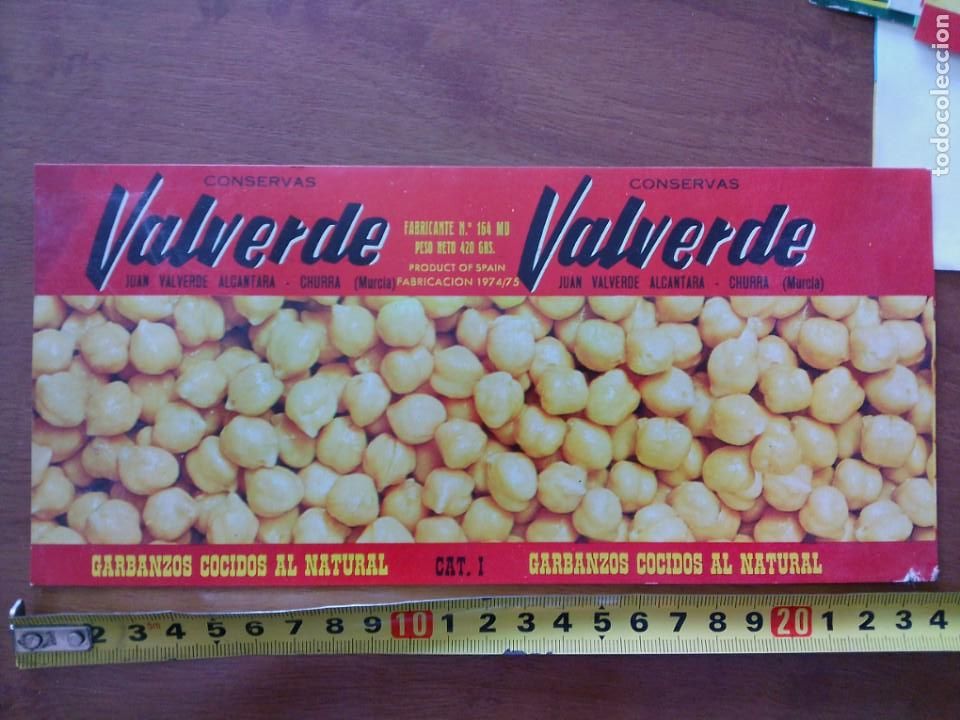 Etiquetas antiguas: Antigua etiqueta garbanzos Valverde Churra Murcia