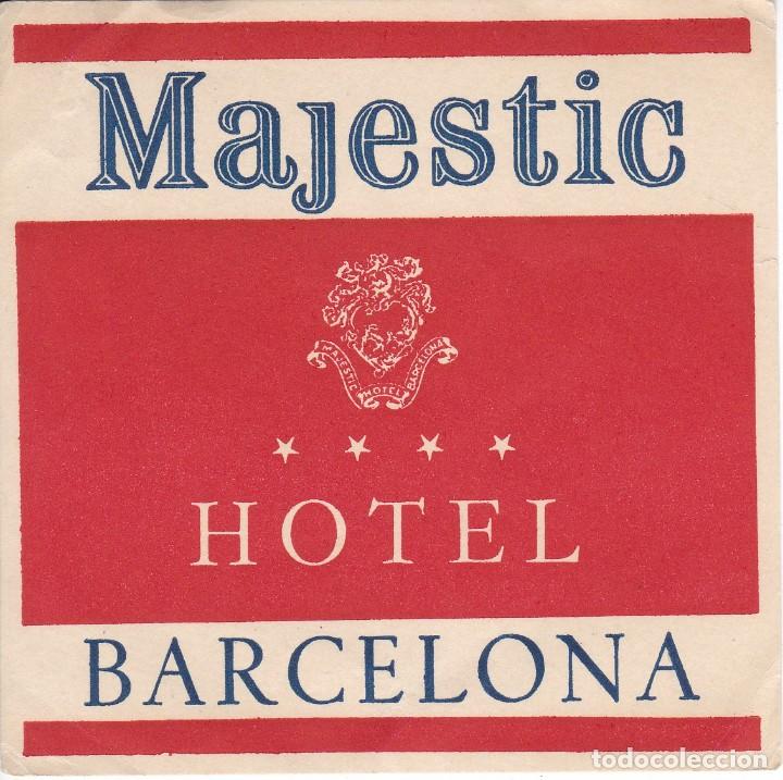 Etiquetas antiguas: ANTIGUA ETIQUETA DEL HOTEL MAJESTIC DE BARCELONA