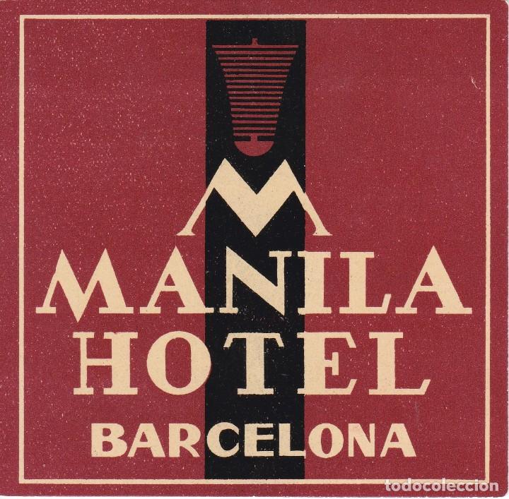 Etiquetas antiguas: ANTIGUA ETIQUETA DEL HOTEL MANILA DE BARCELONA