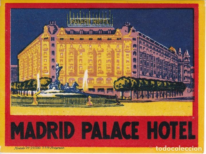 Etiquetas antiguas: ANTIGUA ETIQUETA DEL HOTEL MADRID PALACE DE MADRID