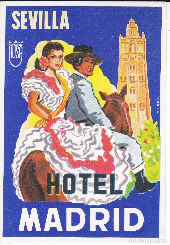 Etiquetas antiguas: ANTIGUA ETIQUETA DEL HOTEL MADRID DE SEVILLA