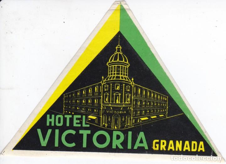 Etiquetas antiguas: ANTIGUA ETIQUETA DEL HOTEL VICTORIA DE GRANADA