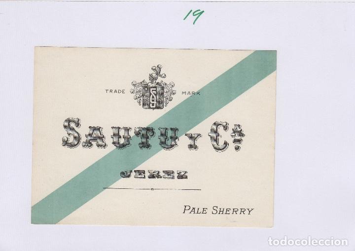 Etichette antiche: SAUTU .JEREZ . PALE SHERRY . ETIQUETA VINO ORIGINAL ref 19