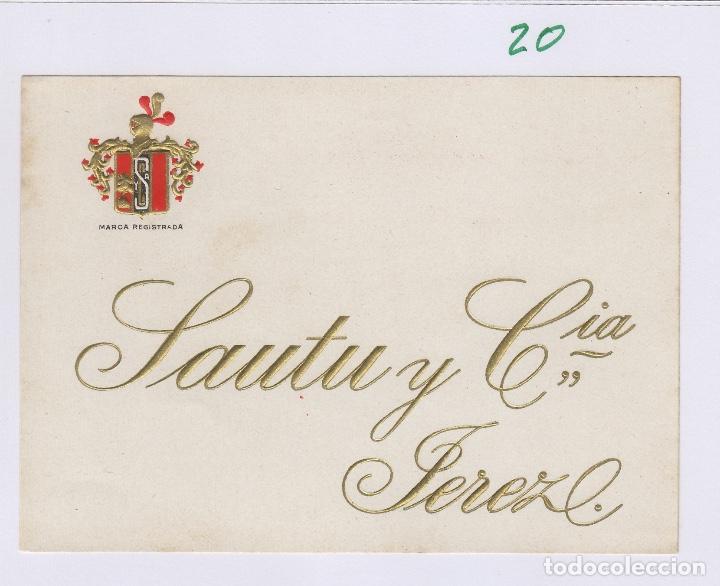 Etichette antiche: SAUTU .JEREZ . SHERRY . ETIQUETA VINO ORIGINAL ref 20