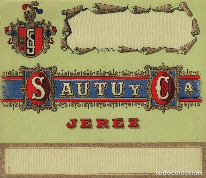 Etiquetas antiguas: SAUTU .JEREZ ( SIN NOMBRE ) . ETIQUETA VINO ORIGINAL ref 27