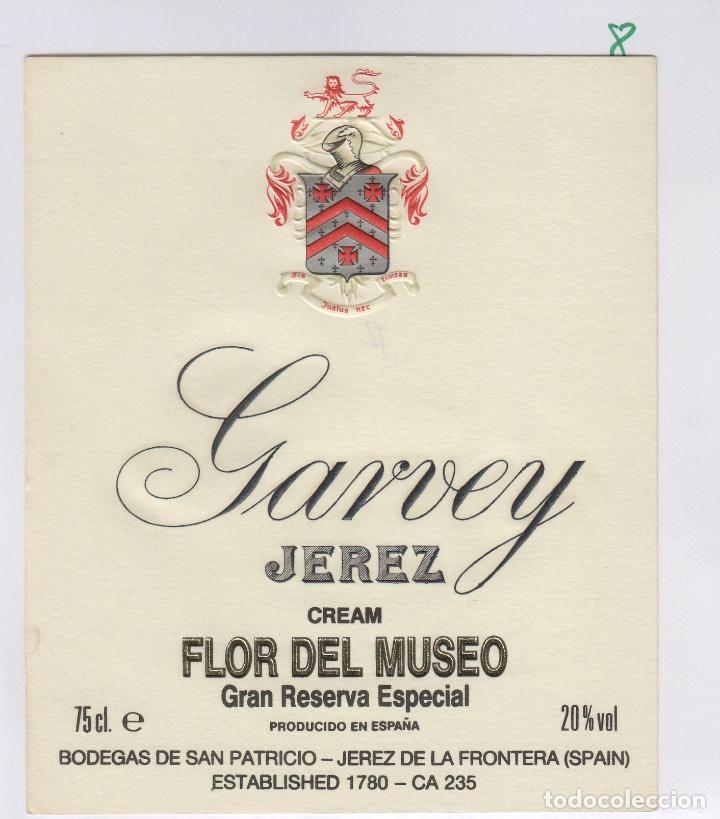 Etichette antiche: GARVEY .JEREZ . FLOR DE MUSEO RESERVA . ETIQUETA VINO ORIGINAL ref 8