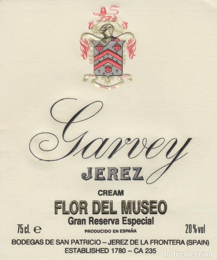 Etichette antiche: GARVEY .JEREZ . CREAM FLOR DE MUSEO GRAN RESERVA . ETIQUETA VINO ORIGINAL ref 8