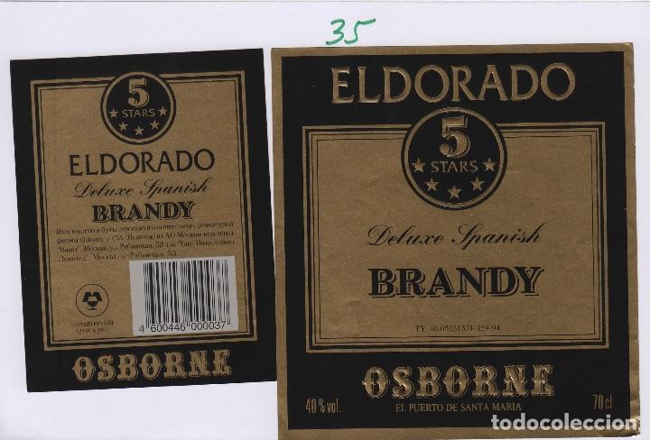Etiquetas antiguas: OSBORNE . PUERTO DE SANTA MAR&Iacute;A . BRANDY EL DORADO 5 ESTRELLAS - , ETIQUETA VINO ORIGINAL ref 35