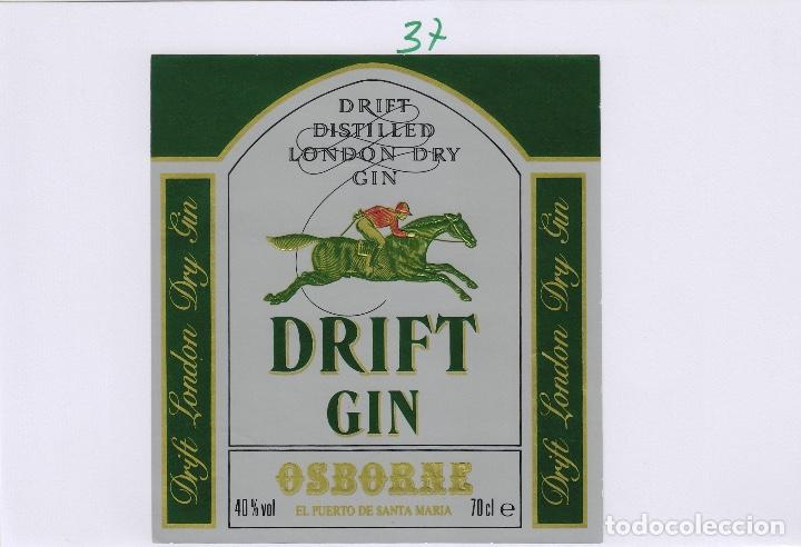 Etichette antiche: OSBORNE . PUERTO DE SANTA MAR&Iacute;A . DRIFT GIN GINEBRA - , ETIQUETA VINO ORIGINAL ref 37