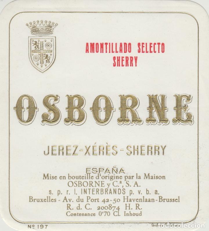 Etiquetas antigas: OSBORNE . PUERTO DE SANTA MAR&Iacute;A AMONTILLADO SELECTO SHERRY - , ETIQUETA VINO ORIGINAL ref 56